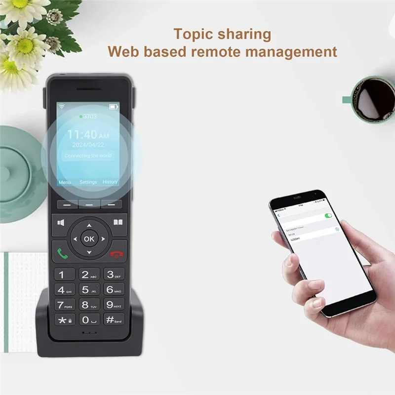 Networking Cordless Phone With 2.4 Color Screen, Dual SIM Voip Desktop Phone With Wifi BT For Home Office Communication