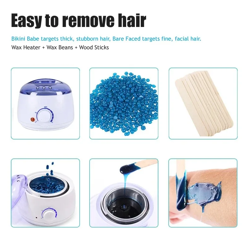 200ml Smart Hair Removal Warmer Wax Heater for Hands & Feet Epilator Depilatory Skin Care Paraffin Waxing Kit with Wax Beans