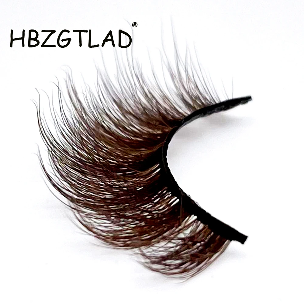 HBZGTLAD 3D Real Mink Lashes Wholesale Natural Brown False Colored Eyelashes Makeup Thick Long Black Lashes Extension Supplies