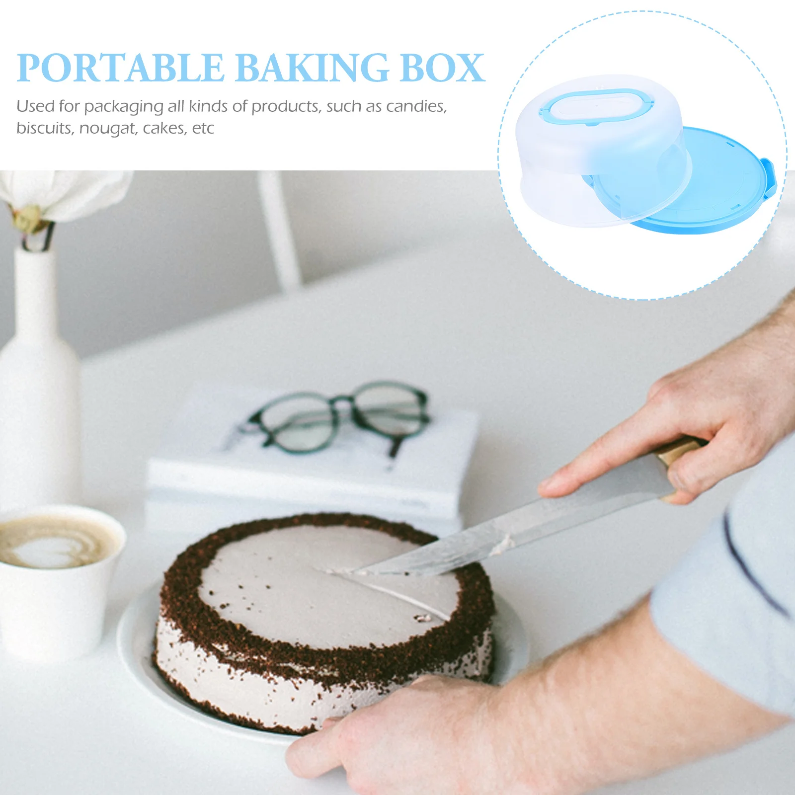 

Коробка для торта с прозрачной крышкой, портативный легкий контейнер для хранения кексов, десертов, пищевой упаковки, практичный держатель