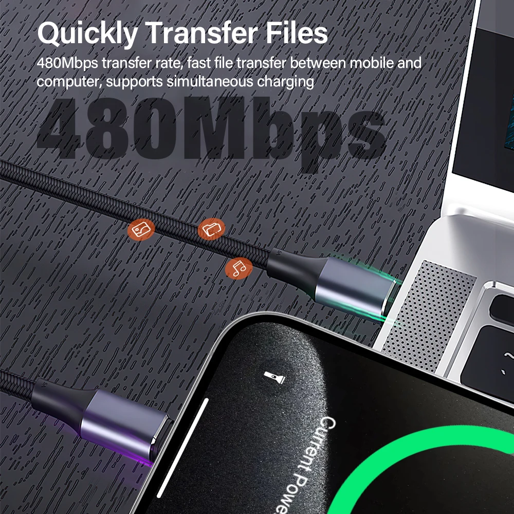 كابل 100 وات من النوع C إلى USB C PD 3.0 شحن سريع 4.0 شحن سريع من النوع C إلى النوع C لهاتف iPhone 17 16 Pro Macbook Samsung Xiaomi #3