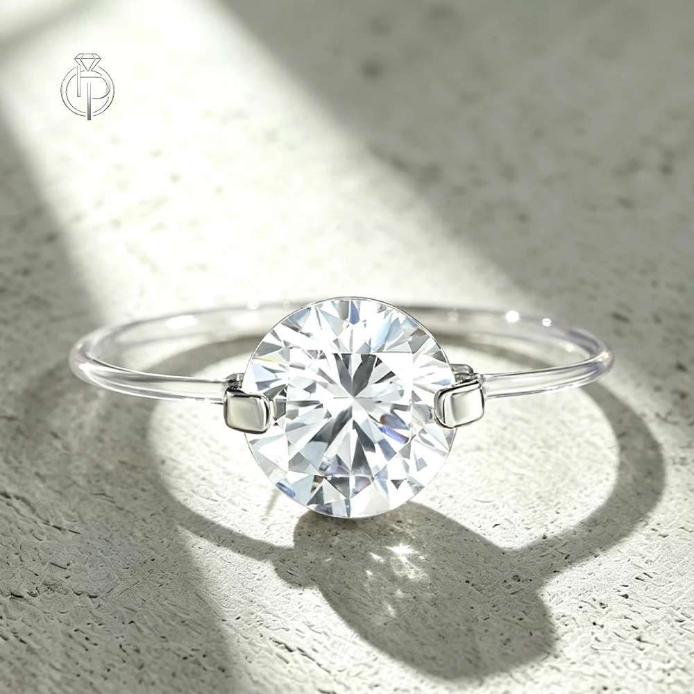 Bague de mariage en argent Sterling pour femmes, ligne de pêche transparente, Moissanite, avec certificat GRA, diamant d'éternité, 1/2ct