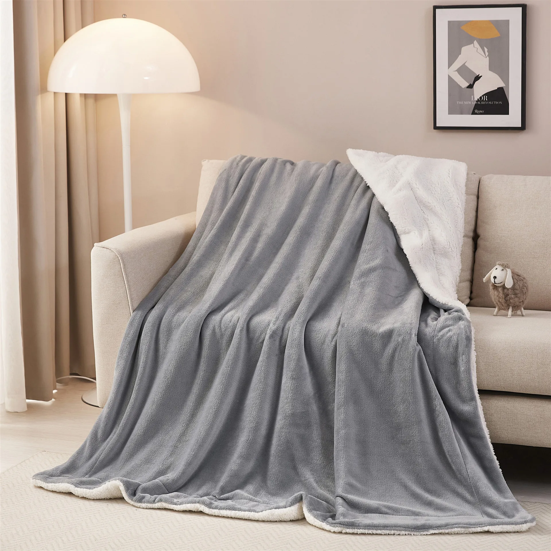 Nordic Solid Color Blanket Warm Winter Thickened Fleece Blankets Leisure Sofa Blanket Adult Office nap Blanket Bedspread 100x150