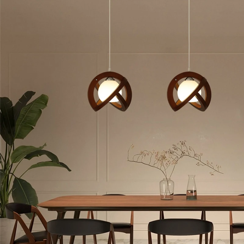 

Скандинавские винтажные подвесные светильники, дизайнерские подвесные светильники из дерева, для проходов, баров, ресторанов, маленькие подвесные светильники, одноламповые подвесные светильники