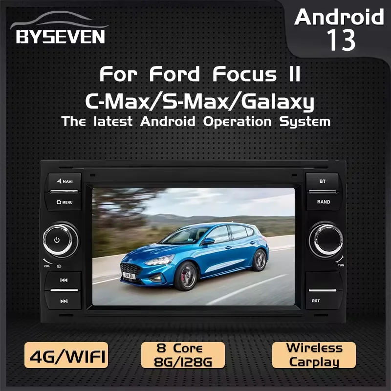 4G SIM Wireless Carplay Android 13 For Ford Focus 2 S-Max C-Max Mondeo 4 Galaxy Kuga Car Multimedia Player GPS Navigation