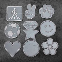 Reflective Material Heart Star Patch for Clothing Iron On Embroidered Sewing Applique Sew-On Fabric Badge Apparel Accessories