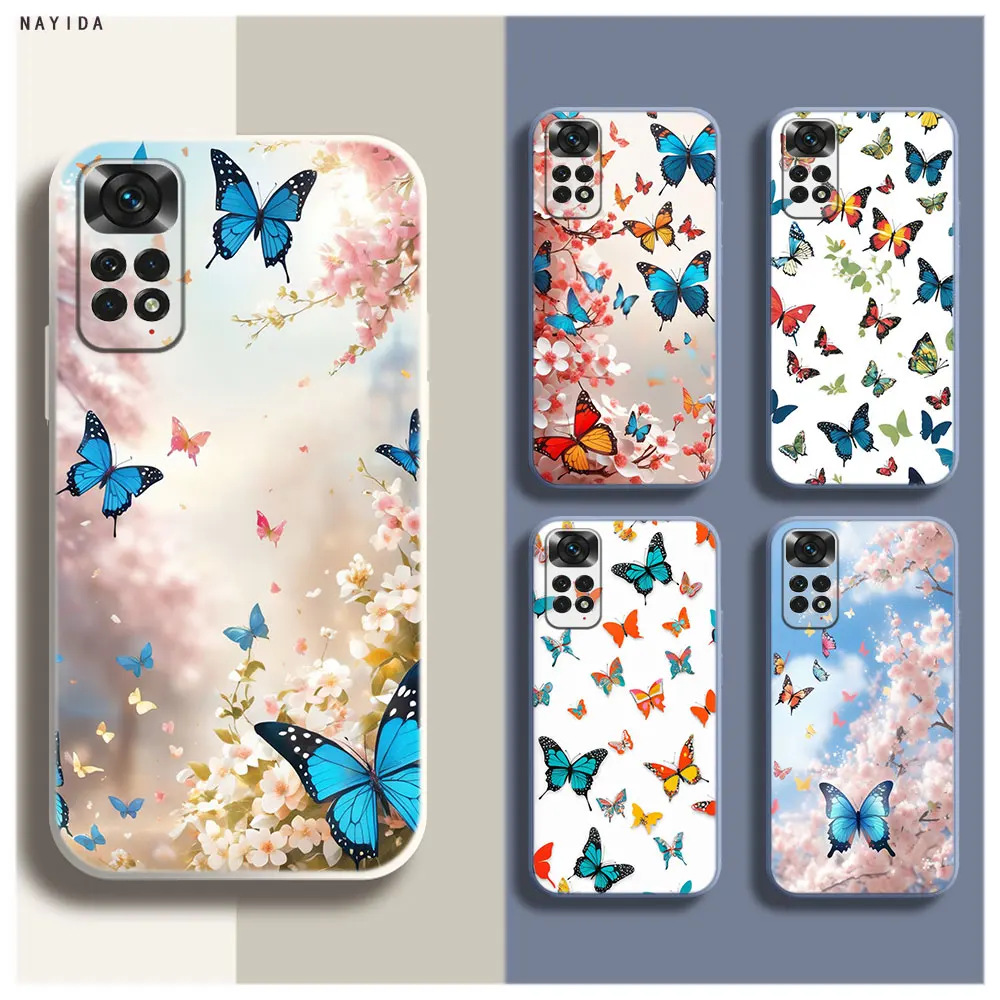 Soft Silicone Phone Case For Xiaomi Redmi Note 12 11 12S Pro Plus 12c 11a 4G 5G Original Cover Spring Butterfly