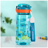 600ml Kids Water Bottle Dinosaur Children Sippy Cup With Silicone Straw Leakproof Plastic Water Bottles Summer Kids Water Cup