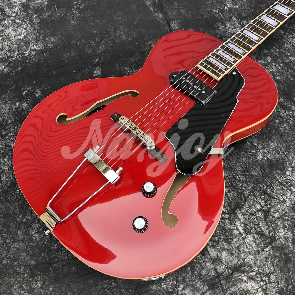 Free Shpping New Grote Red Color Archtop Guitar P90 pickups Jazz Electric Guitar with Hollow Body Guitars