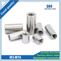 1/2/5x M3 M4 M5 M6 M8 M10 M12 M14 M16 304 Stainless Steel Extend Long Lengthen Round Coupling Connector Joint Sleeve Tubular Nut