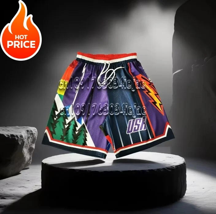 

Basketball Shorts Men Mesh Gym Sports Training Drawstring Breathable Retro Casual Fashion With Pocket Quick Drying Casual Shorts