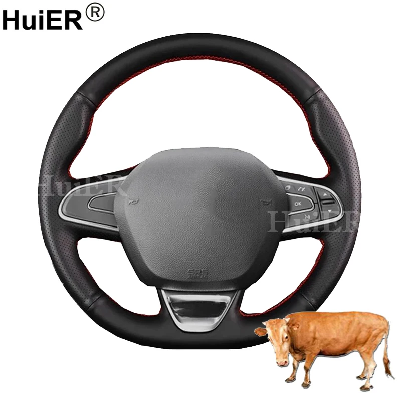 

Hand Sewing Car Steering Wheel Cover Top Cow Leather For Renault Megane IV 2016-2026 Braid on Steering-wheel Wrap Accessories