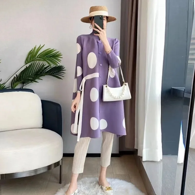 

Advanced Female Fashion Windbreaker Coat Autumn Ladies New Stand-up Collar Polka Dot Tops 2025 Women Leisure Printing Jacket﻿