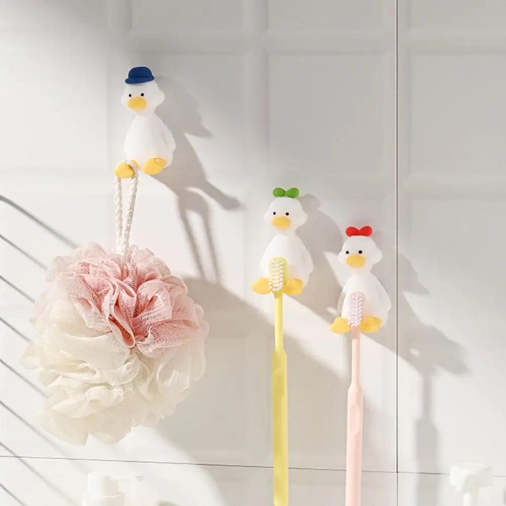 Creativity Silicone Duck Toothbrush Holder 3D Cute Toothbrush Rack Cartoon Wall-mounted Toothbrush Stand