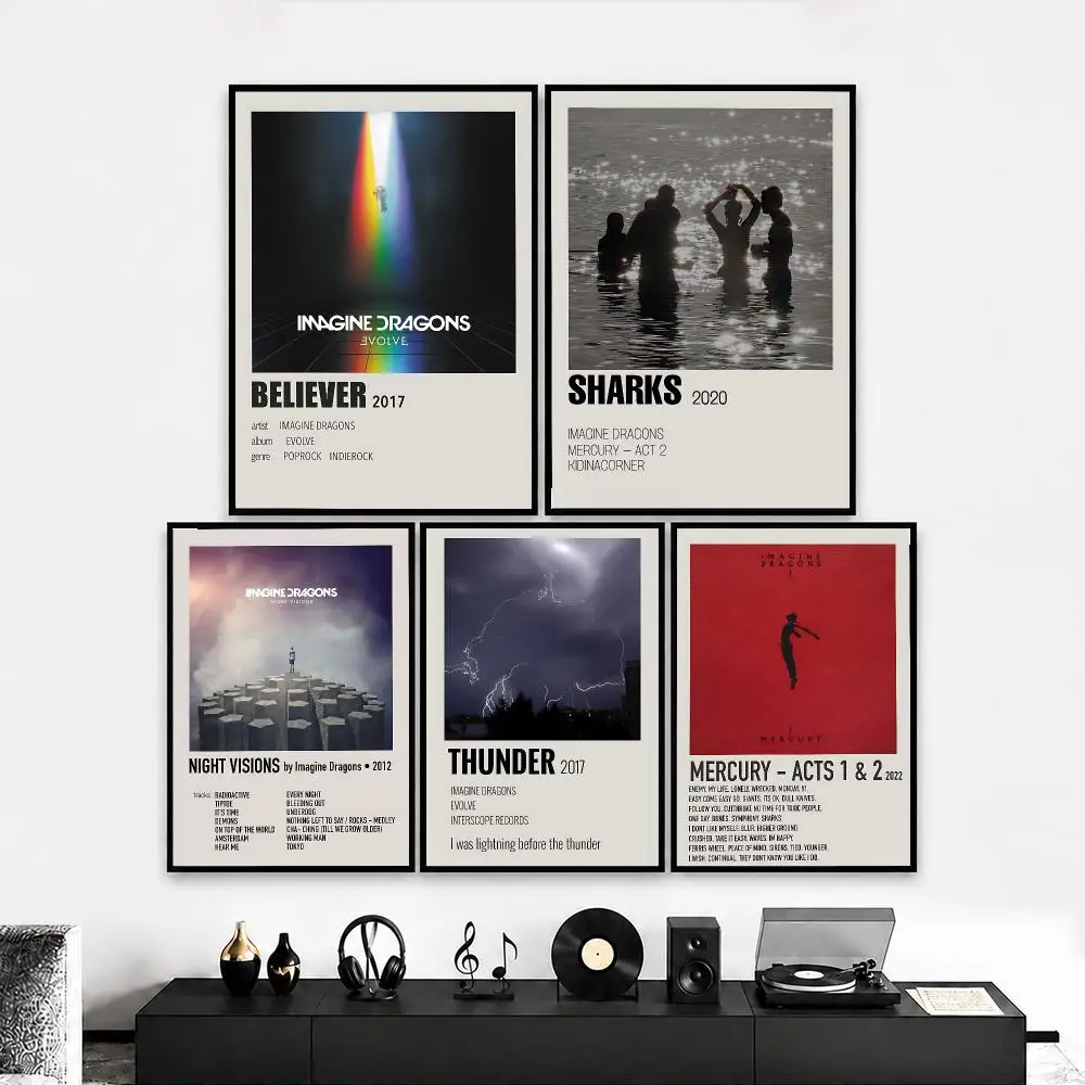 I-Imagine D-Dragons Poster HD Poster Wall Art for Bedroom Living Room Office Bar Home Decor Aesthetic Print