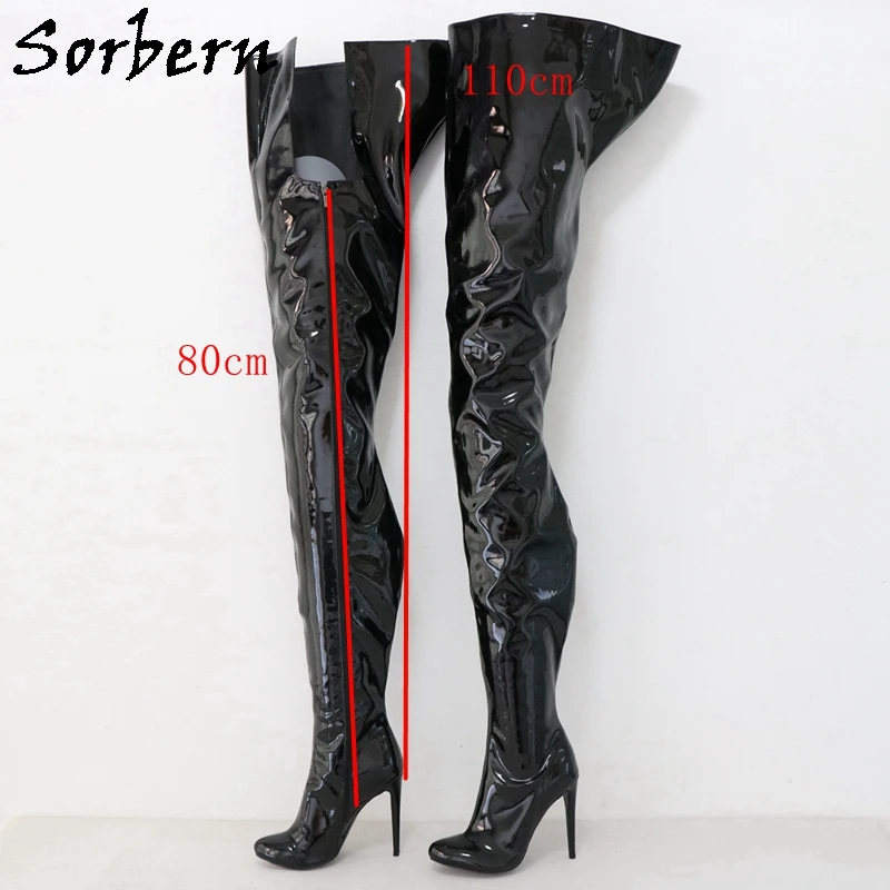 

Sorbern Super Long Crotch Thigh Boots Unisex High Heel Rount Toe Fetish Boot Custom Shaft Length 80Cm Inside/110Cm Outside