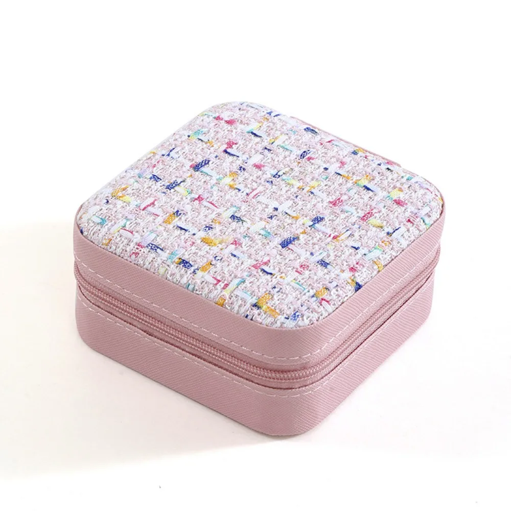 Double Layer Jewelry Packing Bag PU Leather Flower Buckle Jewelry Display Holder Square Necklaces Bracelets Earring Storage Case