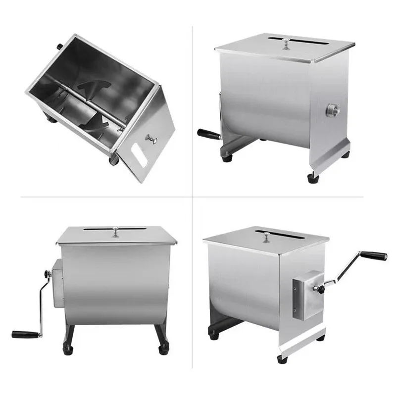Mezcladores de carne manuales con tanque inclinable de 10KG de capacidad, mezclador de masa de giro lateral, mezclador de masa Manual, mezclador de alimentos de acero inoxidable