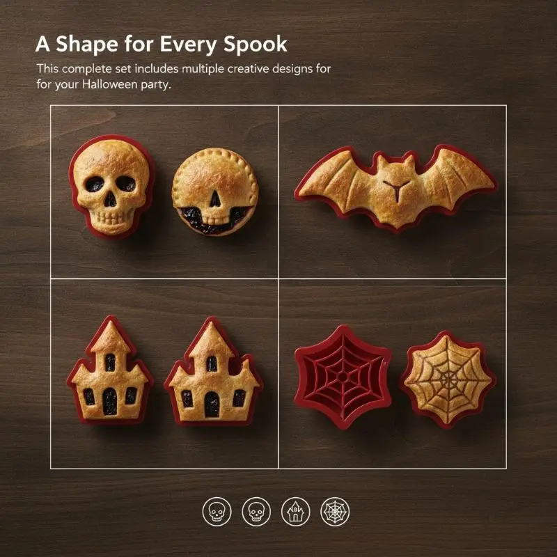 Halloween Dough Press Cutter Mini Hand Pie Molds BPA Free Baking Supplies for Home Party Dessert DIY Gift