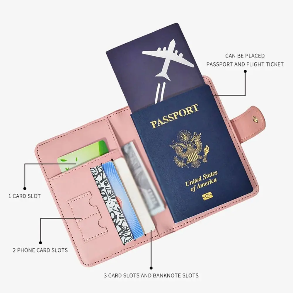 

PU Leather Passport Holder Neck Hanging Multifunctional Passport Clip Card Case Airplane Check-in Certificate Storage Bag