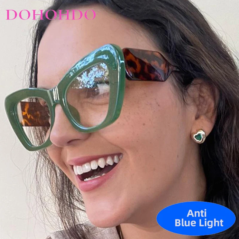 

Vintage Cat Eye Big Frame Anti-Blue Light Glasses Men Women Luxury Brand Designer Optical Glasses Computer Glasses For Gaming