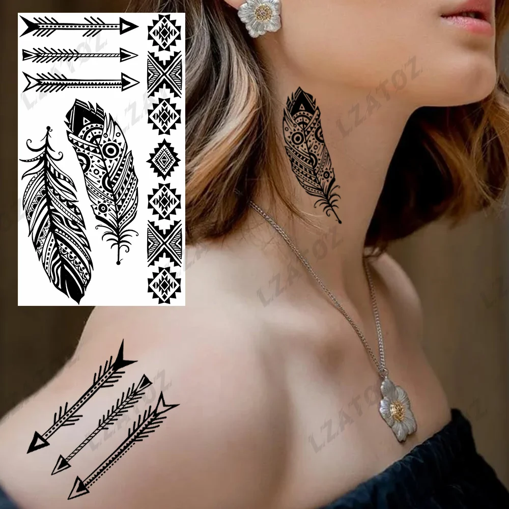 Unique Barcode Temporary Tattoos For Woman Man Adults Realistic Moon Animal Fake Tattoo Sticker Foot Water Transfer Tatoos