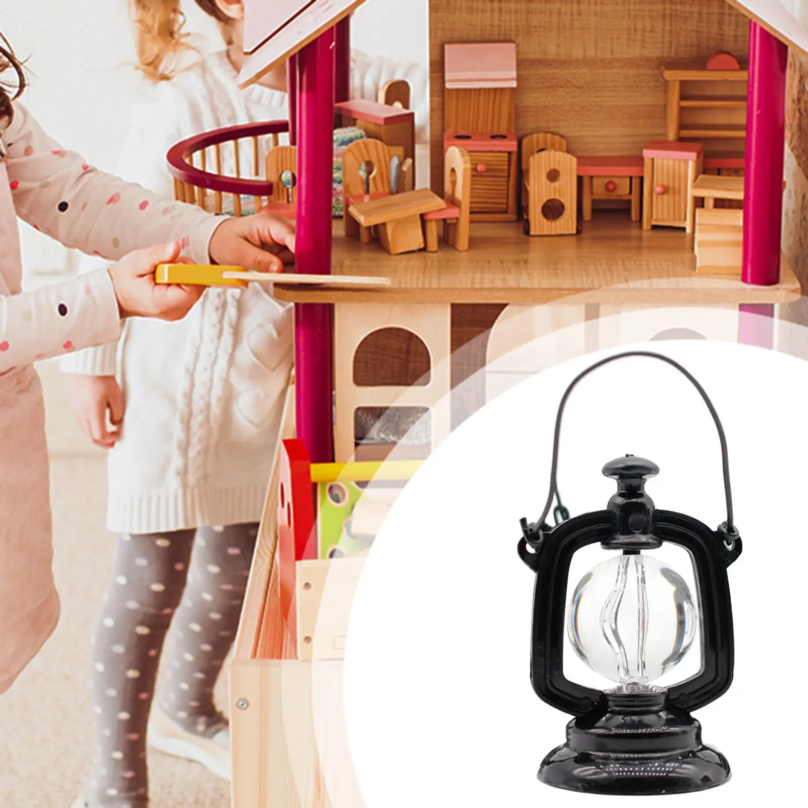 

1:12 Dollhouse Desktop Oil Lamp Accessories Simulation Desk Lamp for Decor Dolls Room Scene Living Room Ornament Fairy Garden