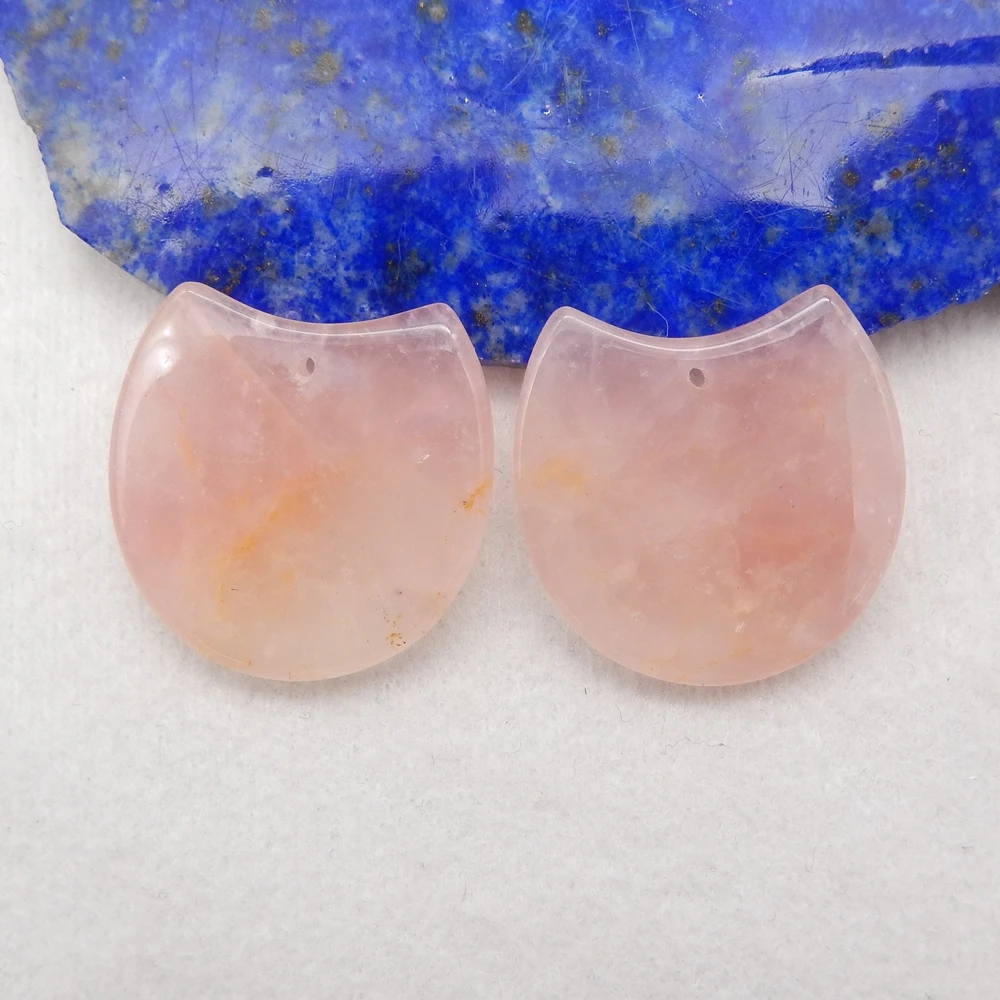Natural Pink Quartz Carving Spiral Earrings Beads For Womens,Handmade Gift DIY Semiprecious Stone Jewelry Accessories