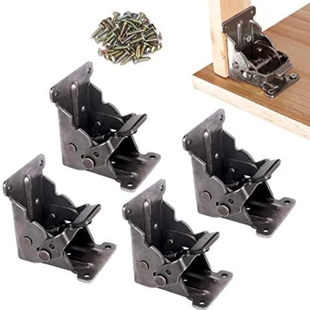 4pcs Heavy Duty Folding Brackets 90 Degree Self Locking Folding Hinge For Table Legs Furniture Hardware Accessories