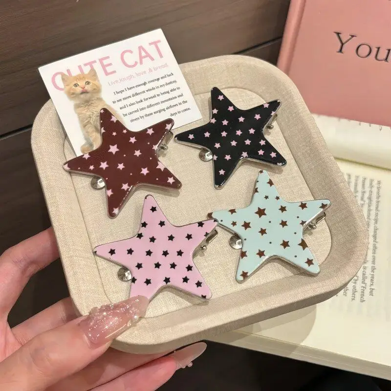 Trendige Stern-Haarspangen für Frauen, Niedliche Haarnadeln, Süße Mädchen-Pony-Clips, Pentagramm Y2k Mode, Bunte Geometrische Haaraccessoires – Detail 5