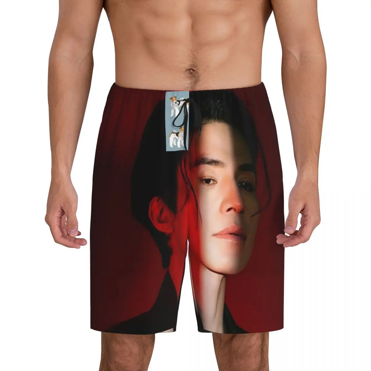 

Custom Retro Wire Haired Fox Terrier Design Short Pajama Pants Men Sleepwear Sleep Lounge Bottom Shorts Sleeping Pants