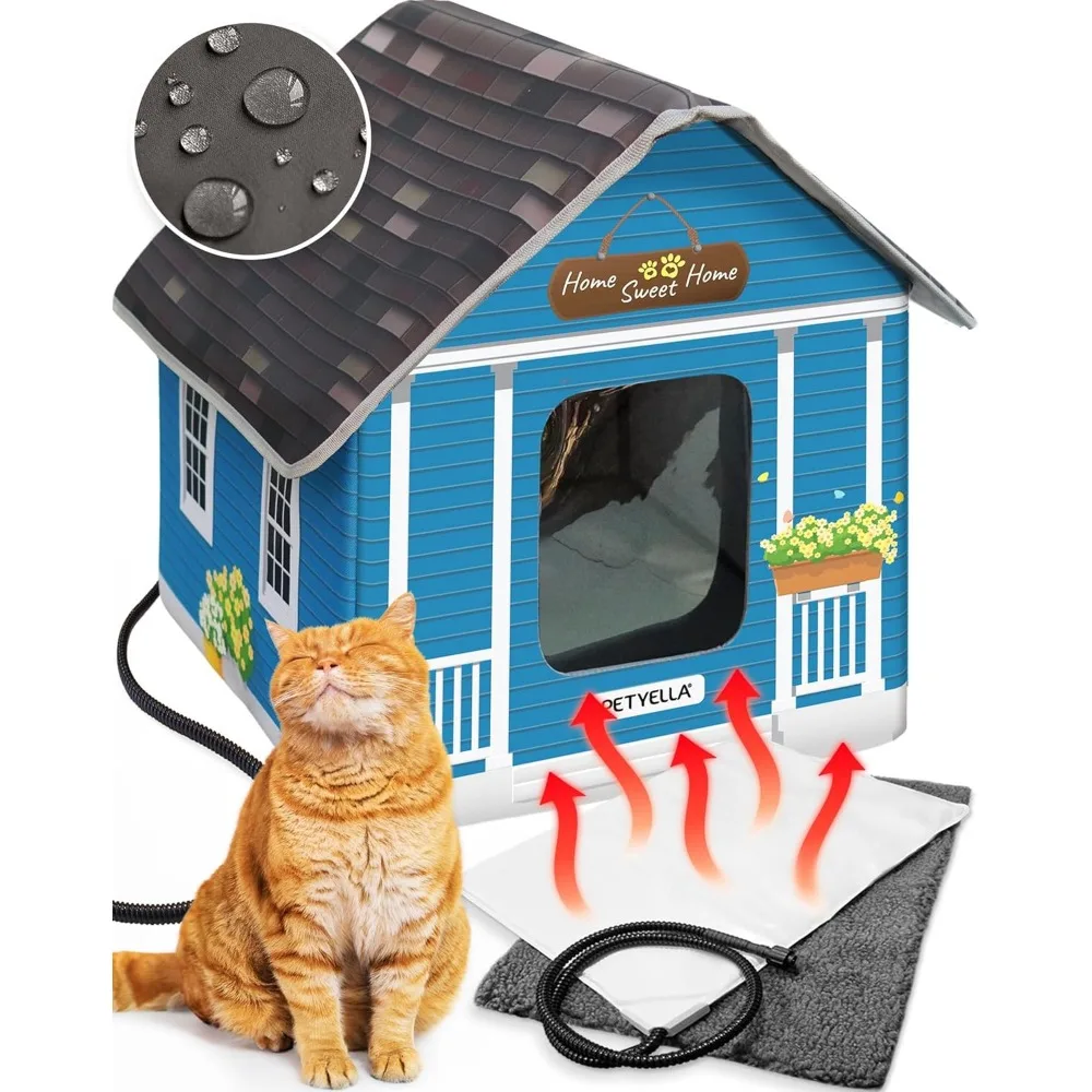 

Heated Cat House for Outside - Heated Outdoor Cat House Weatherproof - Cat Houses for Outdoor Cats