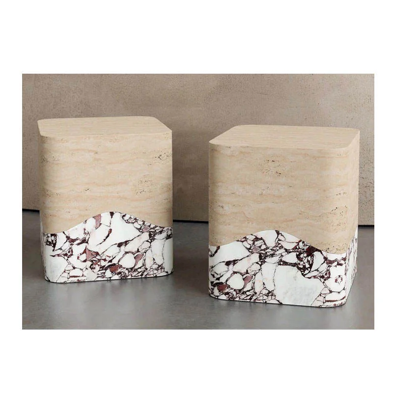 Luxury Living Room TV Cabinet Floor Decoration Sculpture Display Stand Cube Natural Marble Plinths Stone Base