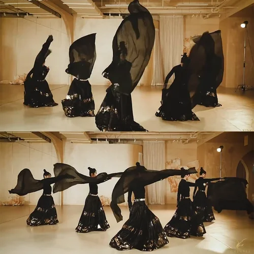 Imagen 2 del producto Abanico de danza de seda gris Wite, 100% seda auténtica, accesorios para actuación en escenario, velos de seda teñidos a mano de varios colores