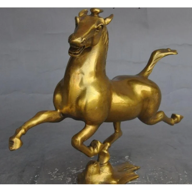 Chinese fengshui Brass Success Animal Zodiac Horse riding Chebi Statue sculpture