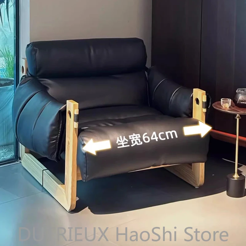 Leather Wooden Living Room Chairs Modern Reading Throne Office Balcony Cute Unique Nordic Luxury Chairs Sillon Salon Furniture
