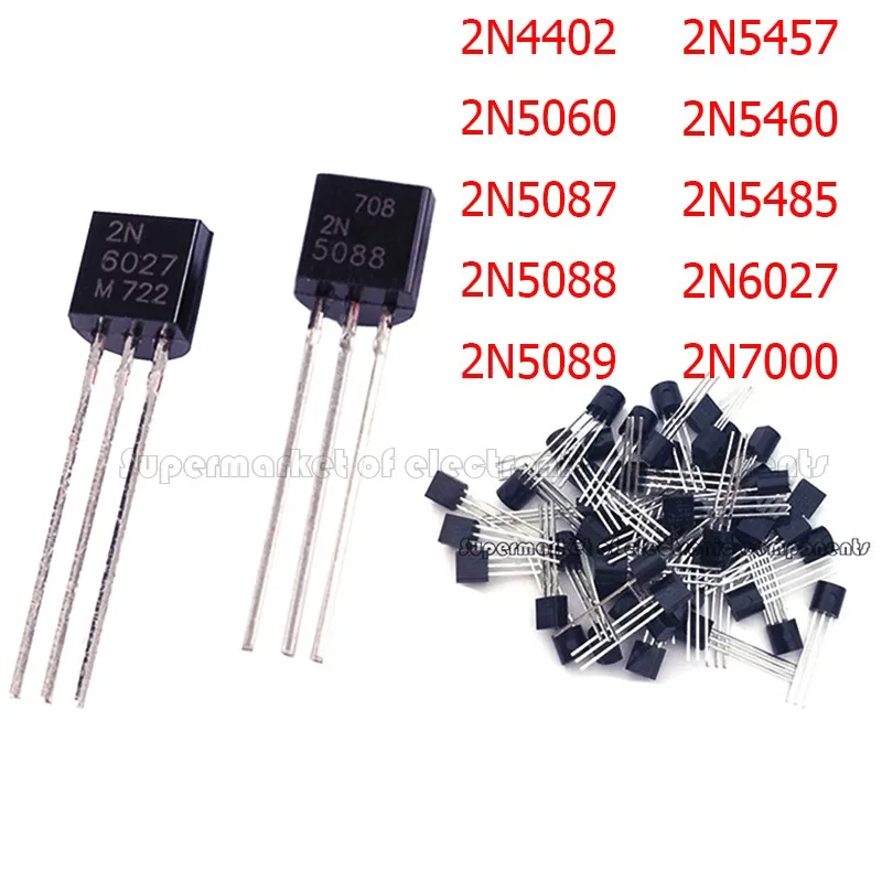 10PCS 2N4402 2N5060 2N5087 2N5088 2N5089 2N5457 2N5460 2N5485 2N6027 2N7000 TO-92 Transistor New