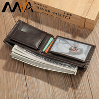 MVA Genuine Leather RFID Blocking Wallets for Men Vintage Bifold Short Wallets For Gift Multi Function ID Credit Card Holder