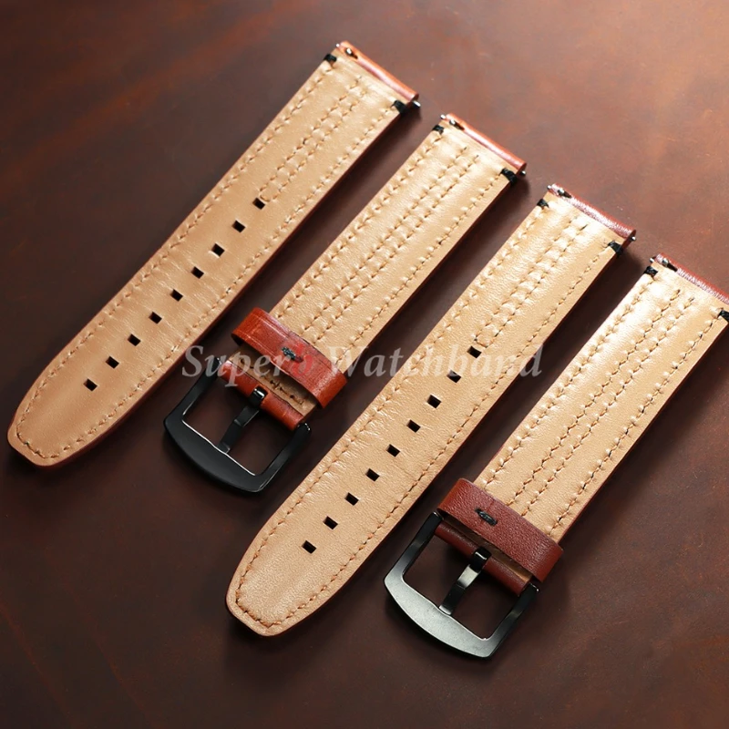 خمر النفط الشمع جلد البقر حزام ساعة اليد 20 مللي متر 22 مللي متر 24 مللي متر البني الساعات لسامسونج غالاكسي حزام (استيك) ساعة الرجال سوار #2