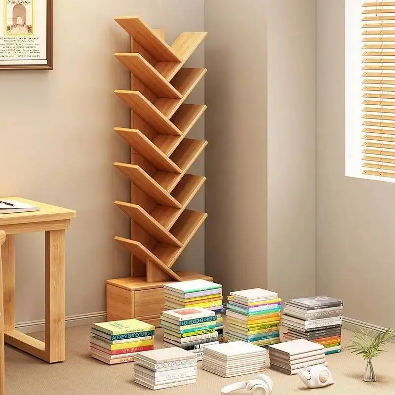 

Bookshelf Floor Standing Movable Storage Rack, Multi-layer Simple Storage Rack, Integrated Wall Mounted Tree Shaped Bookshelf