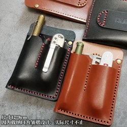 EDC Hand Made First Top Layer Cowhide Vegetable Tanned Leather Waist Sheath Holster Cover Portable Storage Multifunction Tools