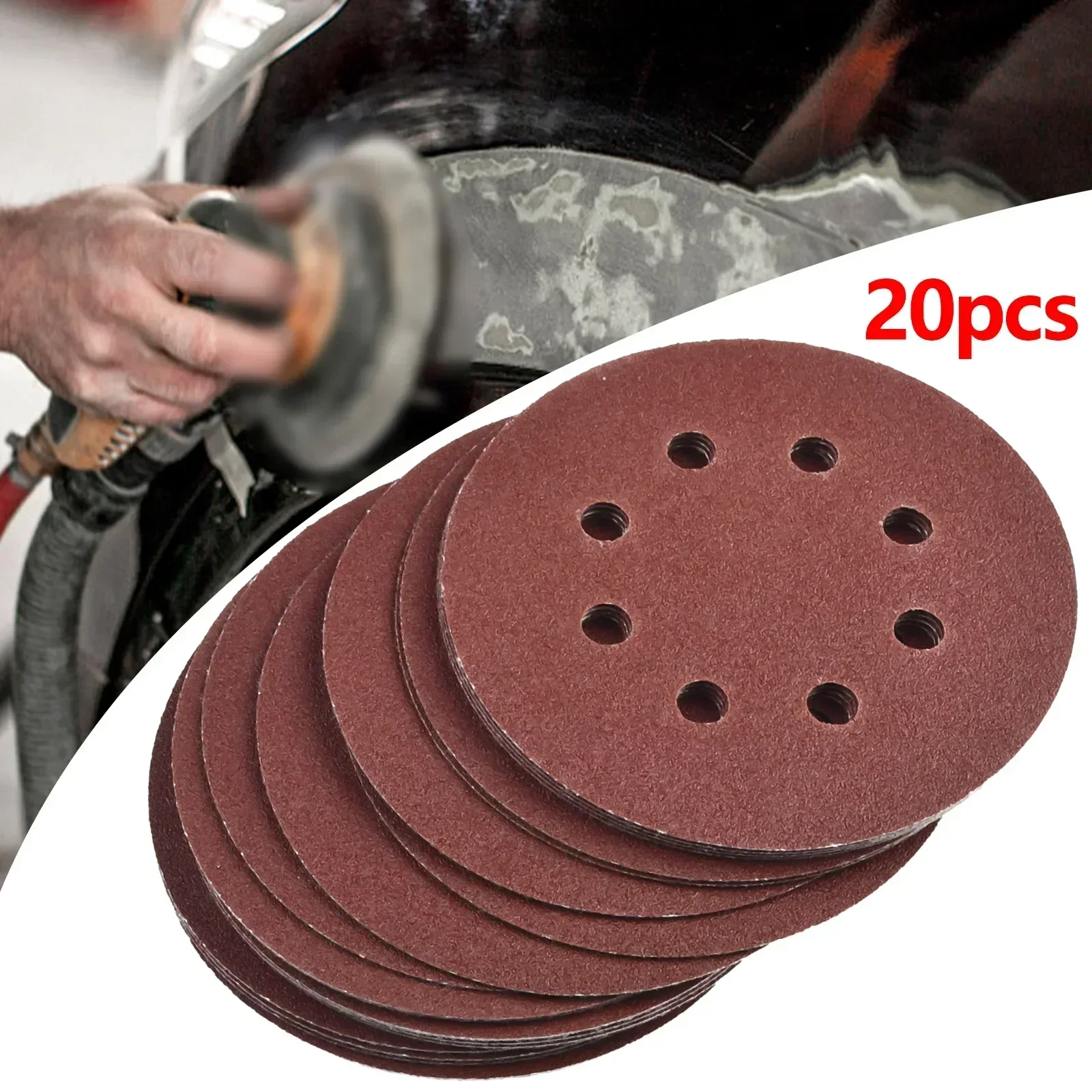 

20pcs Sandpaper Set 5 Inch 125mm Round Sandpaper 8 Hole Sanding Discs Hook & Loop Grit 40-1500grit Wood Metal Grinding Polishing