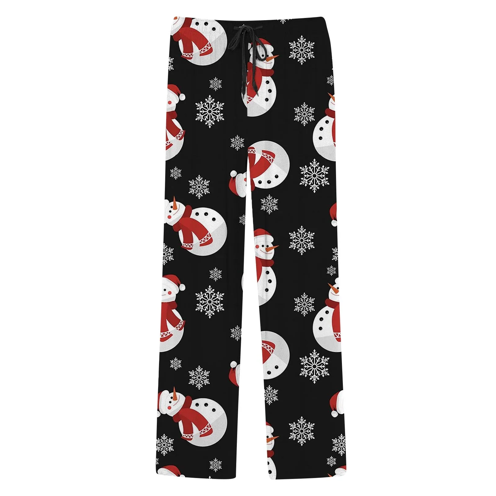 Pantalon de pyjama imprimé bonhomme de neige de dessin animé de Noël, vêtements de nuit de Noël FJAdult, vêtements de nuit pleine longueur, nouvel an, 2024