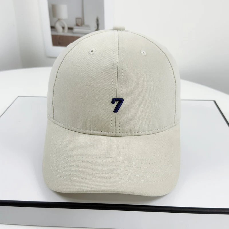 New Number 7 Embroidery Baseball Caps Men Women Retro Washed Cotton Snapback Dad Caps Outdoor Sports Visor Sun Hat Unisex