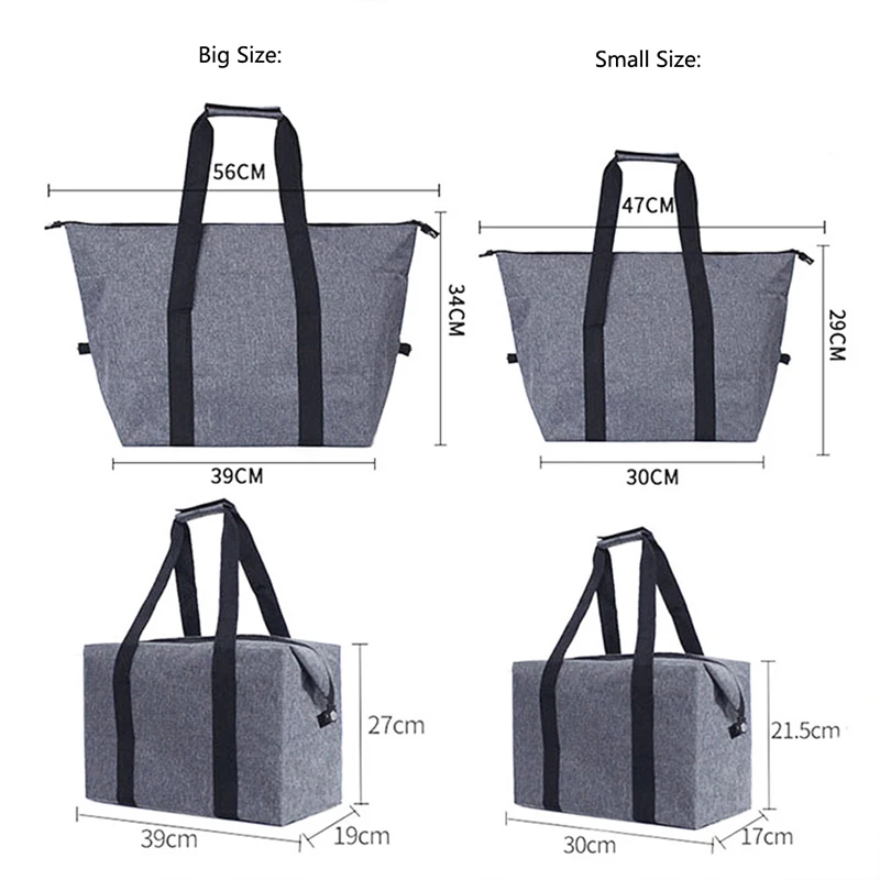 Large Capacity Foldable Tote Lunch Bags Portable Travel Insulated Cooler Bag Camping Picnic Shoulder Bag