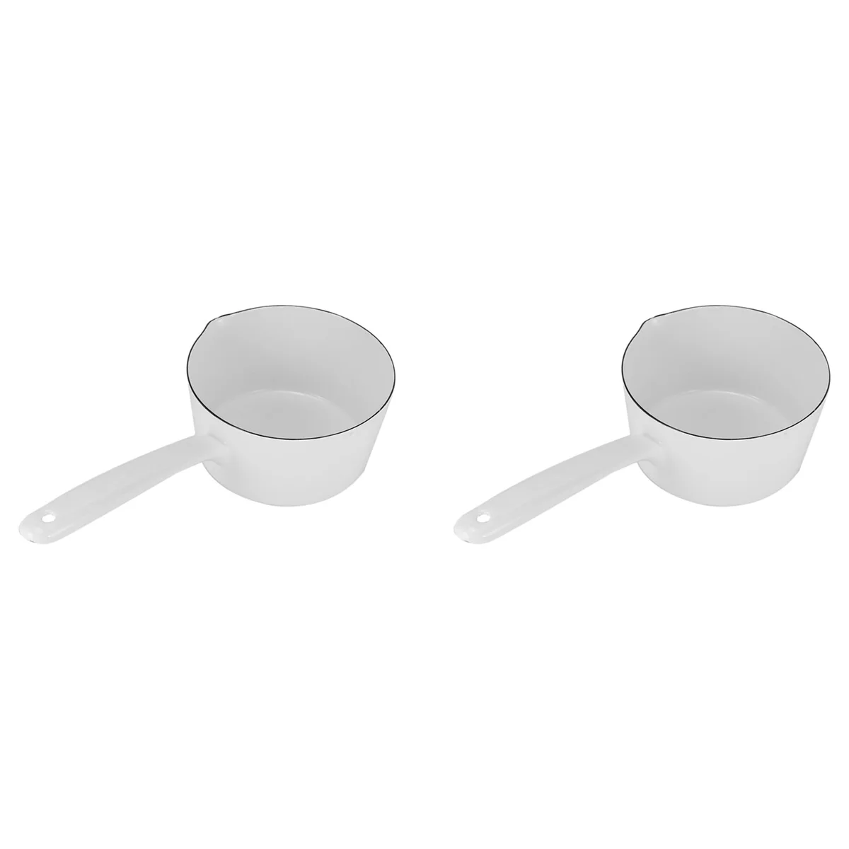 

2X 1.3L Japanese Style White Ceramics Milk Pot Kitchen Cooking Pan Pot Stewpan Baby Food Saucepan with Long Handle