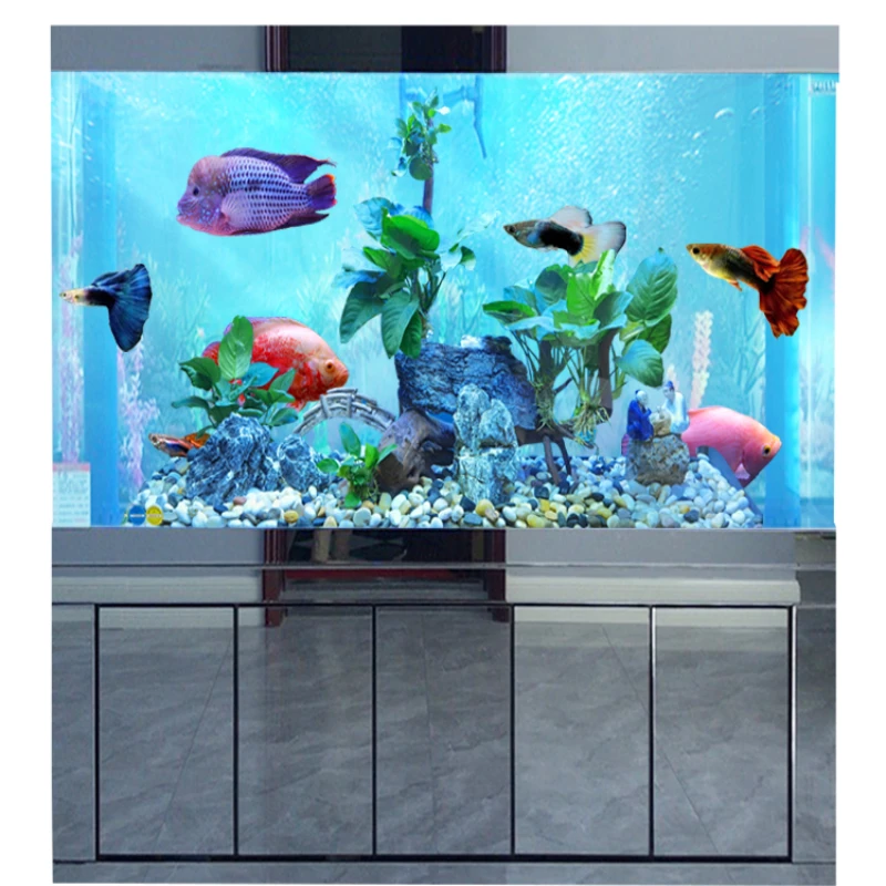 

Xk Fish Tank Large Living Room Aquarium Screen Super White Glass Fish Globe Change Water