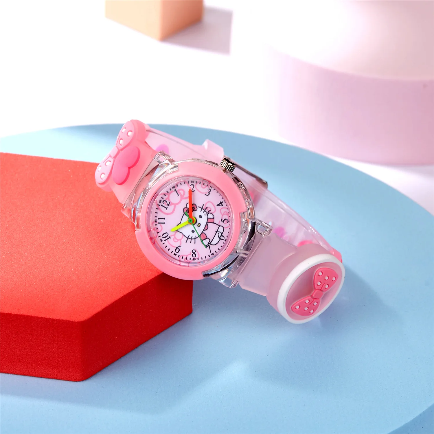 Sanrio 3D Pattern Child Luminescence Wrist Watch Hello Kitty Cinnamoroll Waterproof Watch Kuromi Cartoon Christmas Kids Gifts