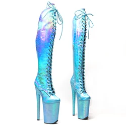 Leecabe   23CM/9inches Snake PU   fashion  lady  High Heel platform  Pole Dance boots