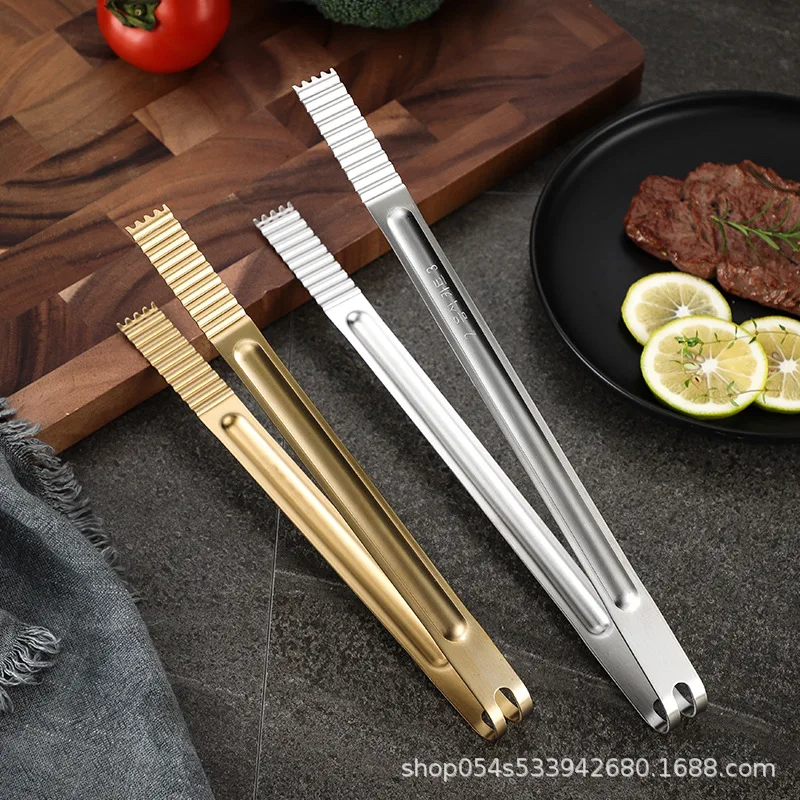 

Korean-Style Golden Barbecue Clamp, Stainless Steel, Buffet Lengthened Food, Food Steak Clip